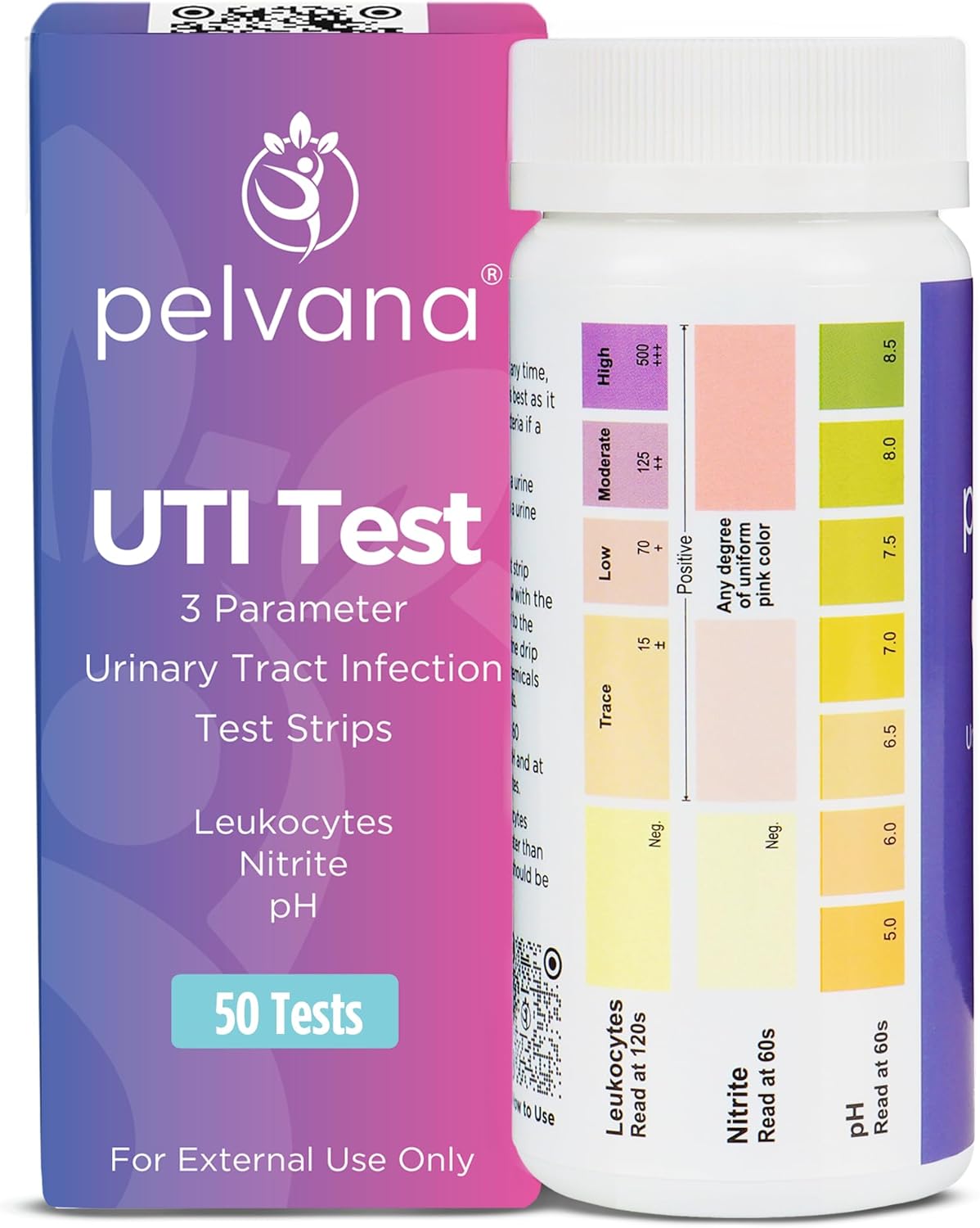 Pelvana Urinary Tract Infection Test Strips (UTI) Test Strips for Women 50-Strips